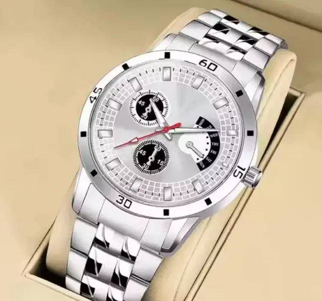 Classy Men Analogue Brown Dial Causal Sliver Stainless Steel Analog Watch